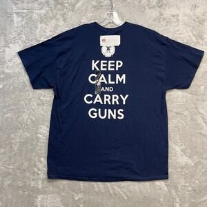 NRA T-Shirt Mens XL Navy Blue Keep Calm And Carry‎ Guns Cabela's Graphic Tee